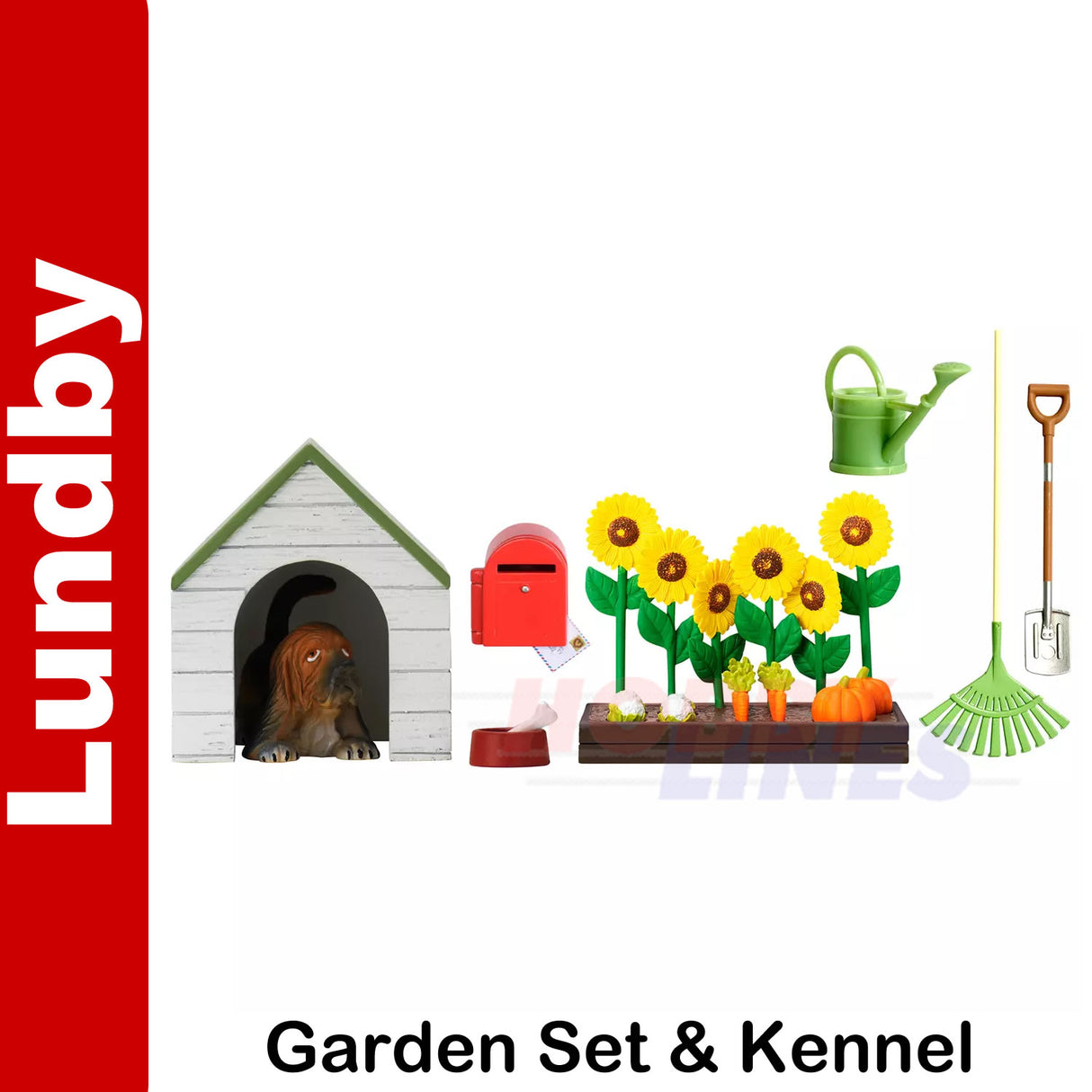 GARDEN SET & DOGHOUSE Dog & Kennel Dolls House 1:18th scale LUNDBY Sweden