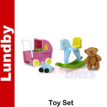 Load image into Gallery viewer, TOY SET Nursery Toys Rocking Horse etc Dolls House 1:18th scale LUNDBY Sweden
