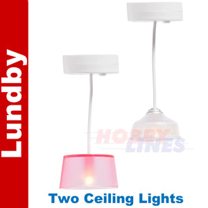 LUNDBY 2 CEILING LIGHTS  Doll's House 1:18th scale LUNDBY Sweden 60-6053-00