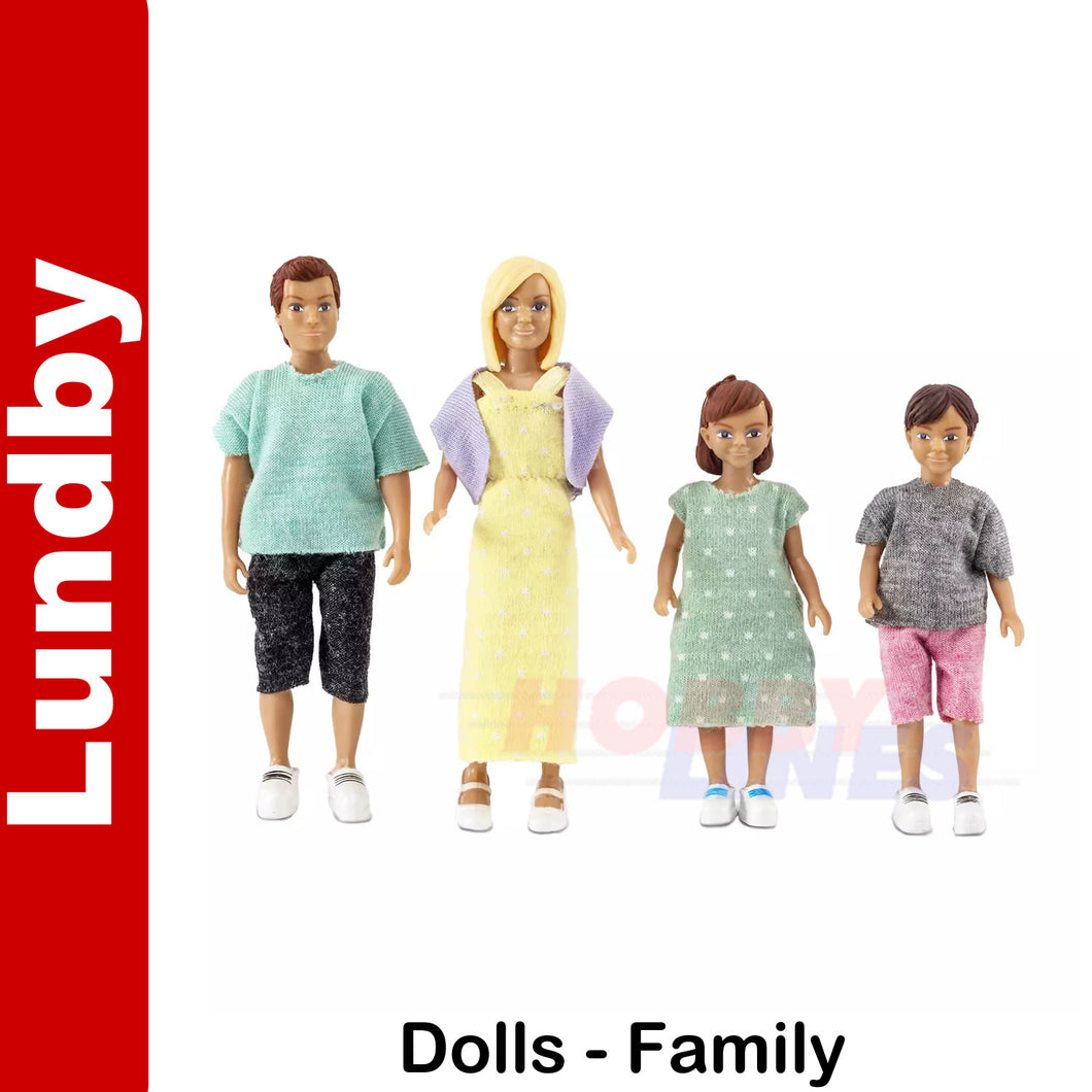 DOLL FAMILY Mum Dad Brother Sister Doll's House 1:18th scale LUNDBY Sweden