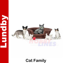 Load image into Gallery viewer, CAT FAMILY Cat Kittens Basket Bowl Ball Dolls House 1:18th scale LUNDBY Sweden
