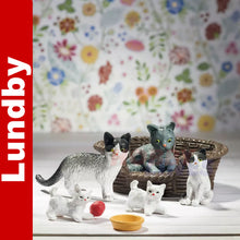 Load image into Gallery viewer, CAT FAMILY Cat Kittens Basket Bowl Ball Dolls House 1:18th scale LUNDBY Sweden
