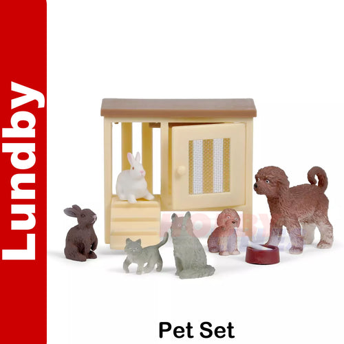 PET SET Cat Dogs Rabbits Hutch Dolls House 1:18th scale LUNDBY Sweden