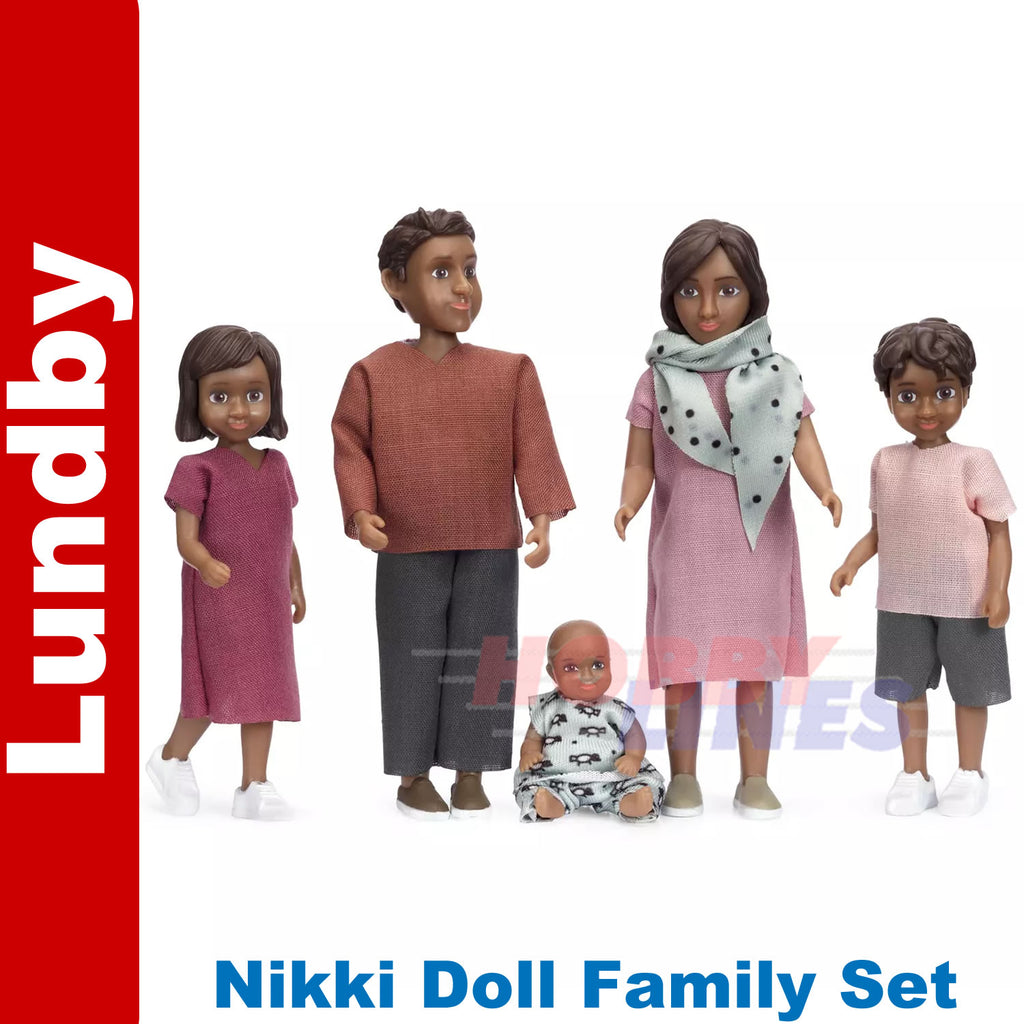 LUNDBY NIKKI DOLL FAMILY SET Doll's House 1:18th jointed LUNDBY Sweden