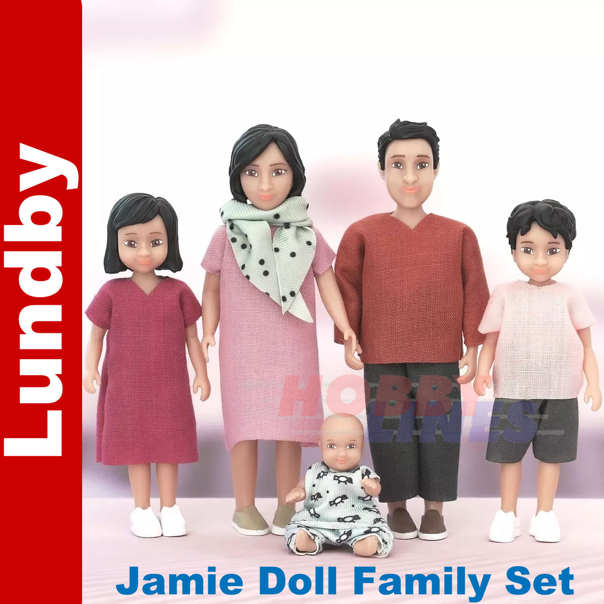 LUNDBY JAMIE DOLL FAMILY SET Doll's House 1:18th jointed LUNDBY Sweden