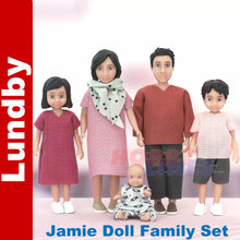 Load image into Gallery viewer, LUNDBY JAMIE DOLL FAMILY SET Doll&#39;s House 1:18th jointed LUNDBY Sweden
