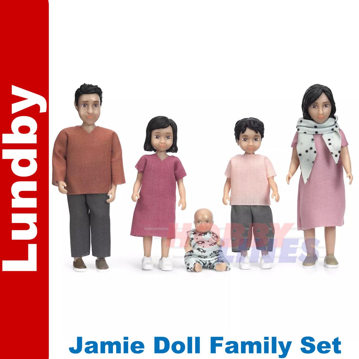 LUNDBY JAMIE DOLL FAMILY SET Doll's House 1:18th jointed LUNDBY Sweden