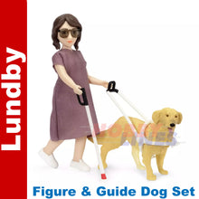 Load image into Gallery viewer, LUNDBY FIGURE &amp; GUIDE DOG Doll&#39;s House 1:18th jointed LUNDBY Sweden
