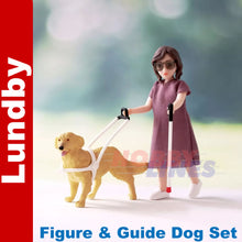 Load image into Gallery viewer, LUNDBY FIGURE &amp; GUIDE DOG Doll&#39;s House 1:18th jointed LUNDBY Sweden
