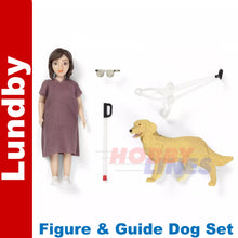 Load image into Gallery viewer, LUNDBY FIGURE &amp; GUIDE DOG Doll&#39;s House 1:18th jointed LUNDBY Sweden
