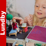 LUNDBY FIGURE & Lap Top COMPUTER Doll's House 1:18th jointed LUNDBY Sweden