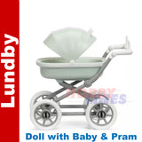 LUNDBY FIGURE with PRAM & BABY Doll's House 1:18th jointed LUNDBY Sweden