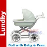 LUNDBY FIGURE with PRAM & BABY Doll's House 1:18th jointed LUNDBY Sweden