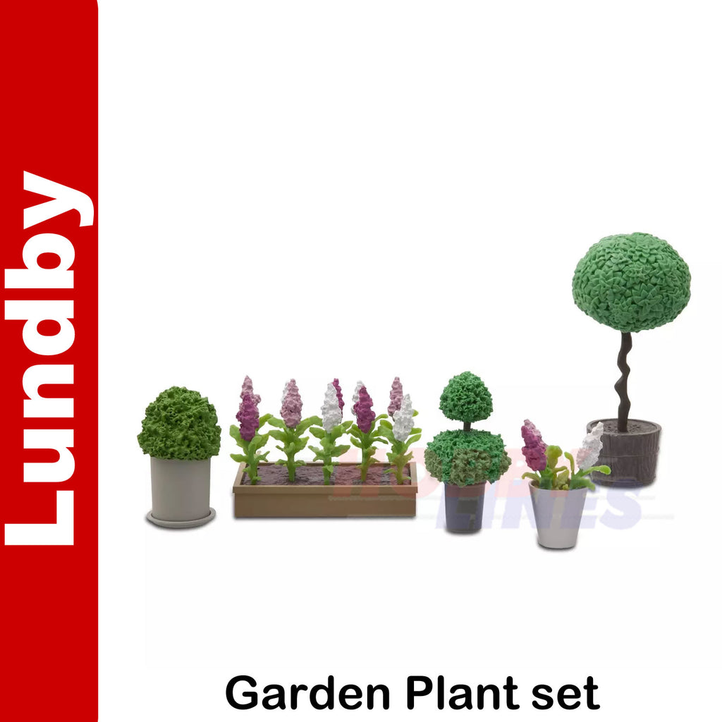 GARDEN FLOWER SET Planters Pots Bushes Doll's House 1:18th scale LUNDBY Sweden