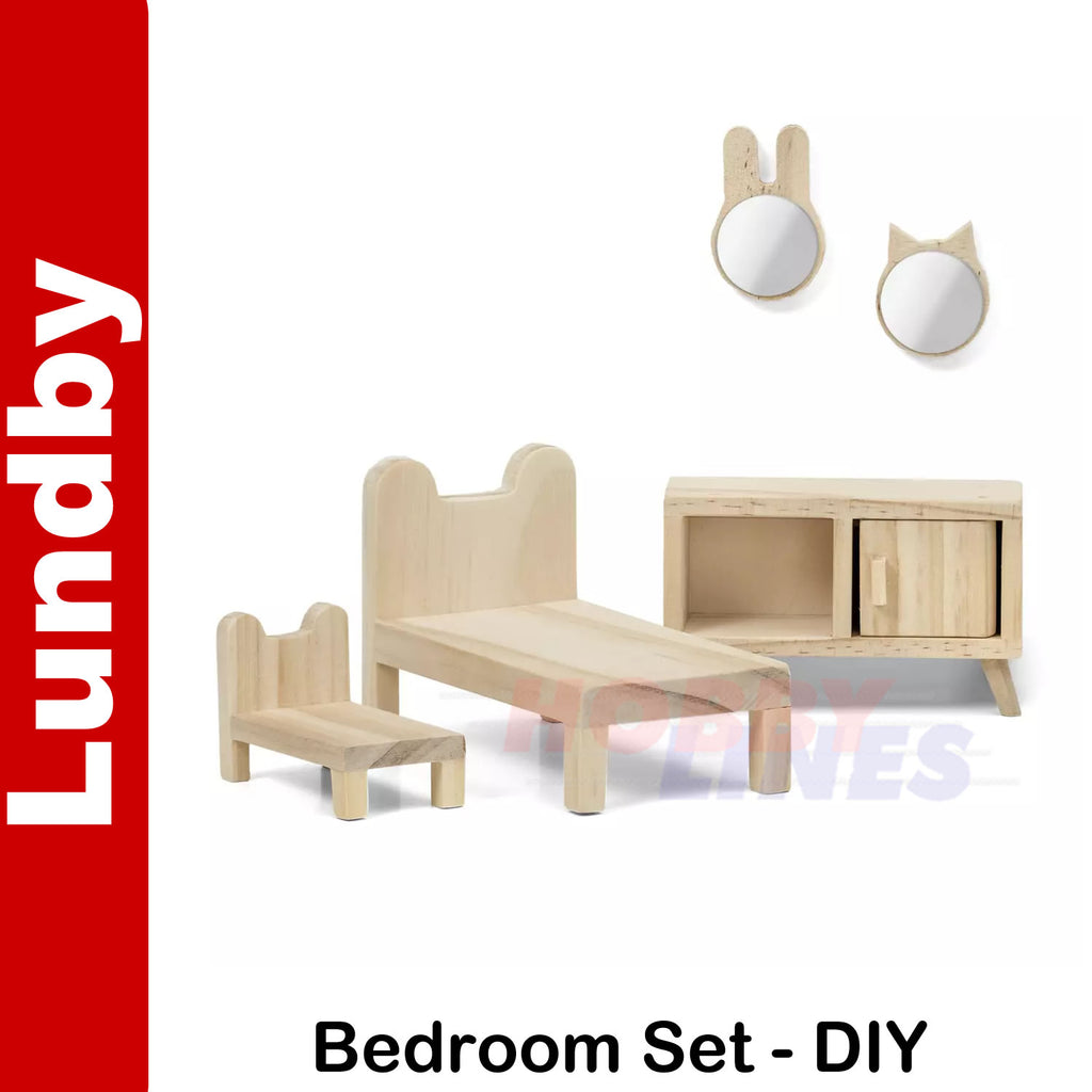 BEDROOM SET DiY paint finish & place Dolls House 1:18th scale LUNDBY Sweden
