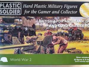 Plastic Soldier WW2G15003 15mm 6PDR British Anti-Tank Gun and Loyd Carrier Tow