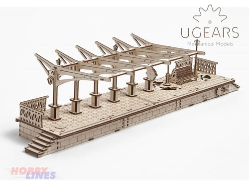 RAILWAY PLATFORM Wooden Construction Mechanical 3D model Puzzle kit uGears 70013