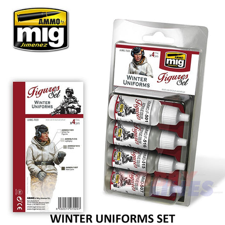 WWII Winter Uniforms Set Acrylic Colours Paint AMMO By Mig Jimenez Mig7020