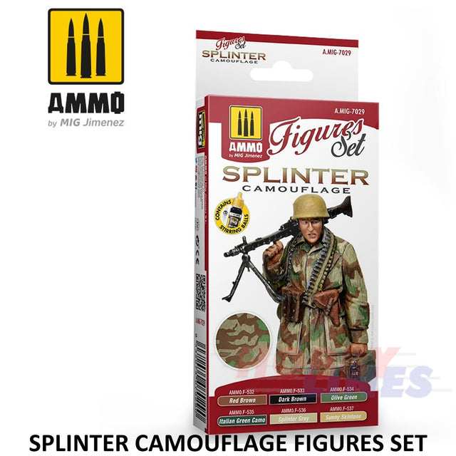 SPLINTER CAMOUFLAGE 6 colour paint set AMMO By Mig Jimenez Mig7029