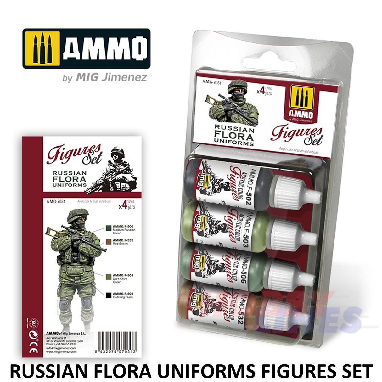 RUSSIAN FLORA UNIFORMS 4 colour Figures Set AMMO by Mig Jimenez MIG7031