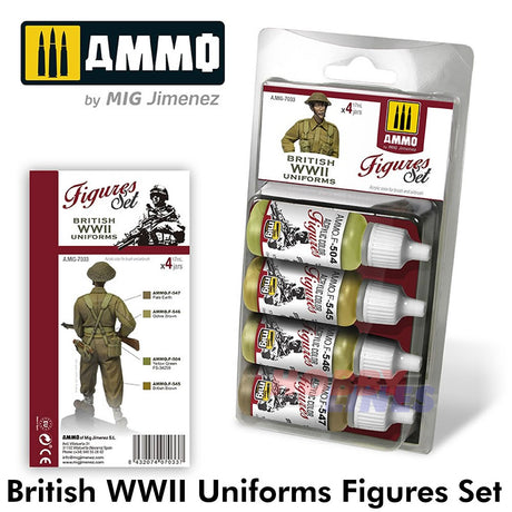British Uniforms WWII Paint Set AMMO By Mig Jimenez Mig7033