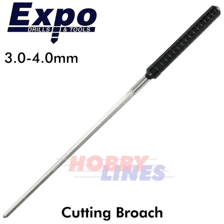 Cutting Broach Single 3.0-4.0mm ideal for 1/8" loco axles etc Expo Tools 70345