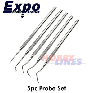 Probe Set 5pc Stainless Steel Hook & Pick in plastic wallet Expo Tools 70839