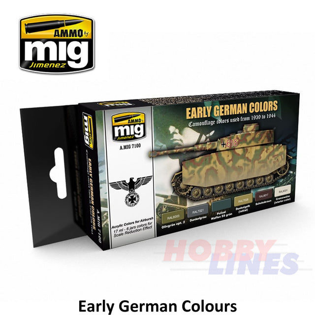 AMMO By Mig Jimenez EARLY GERMAN COLOURS ACRYLIC PAINT SET Mig7100 Paints