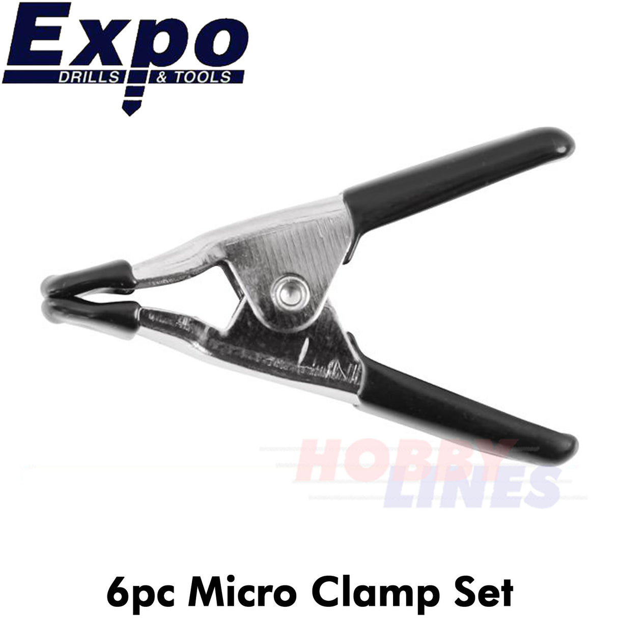 MICRO CLAMP SET 6 piece set 20mm jaw capacity non marking tips Expo Tools 71000