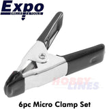 MICRO CLAMP SET 6 piece set 20mm jaw capacity non marking tips Expo Tools 71000