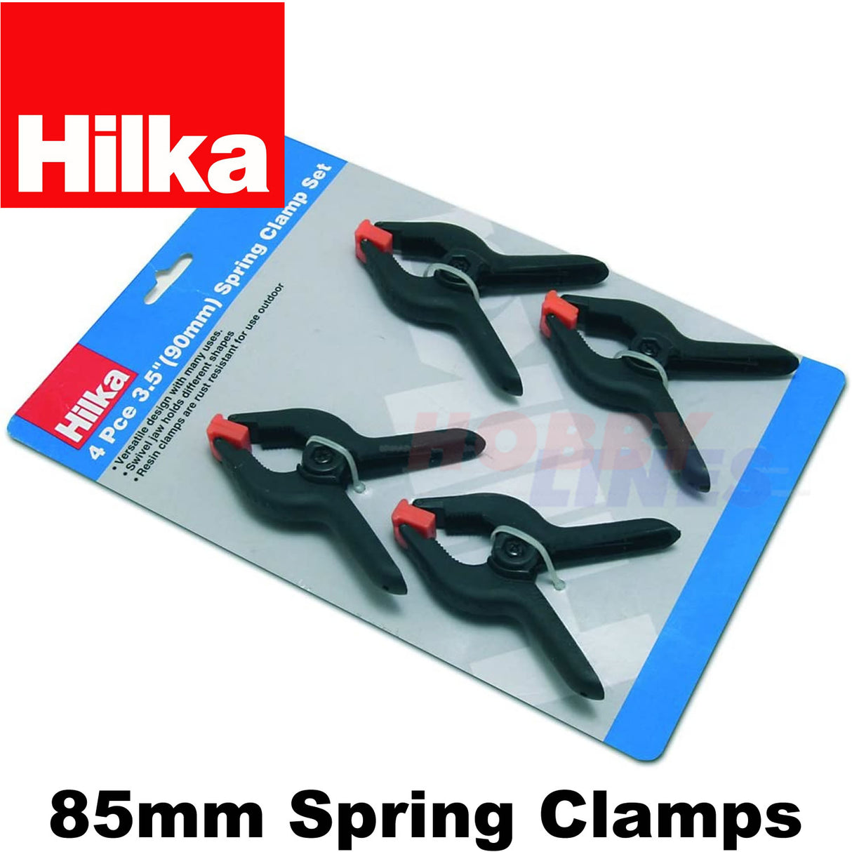 SPRING CLAMP SET 4 piece set 85mm swivel jaw capacity HILKA 71002