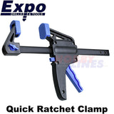 QUICK RATCHET CLAMP Dual Action 110mm jaw capacity 200mm long Expo Tools 71006