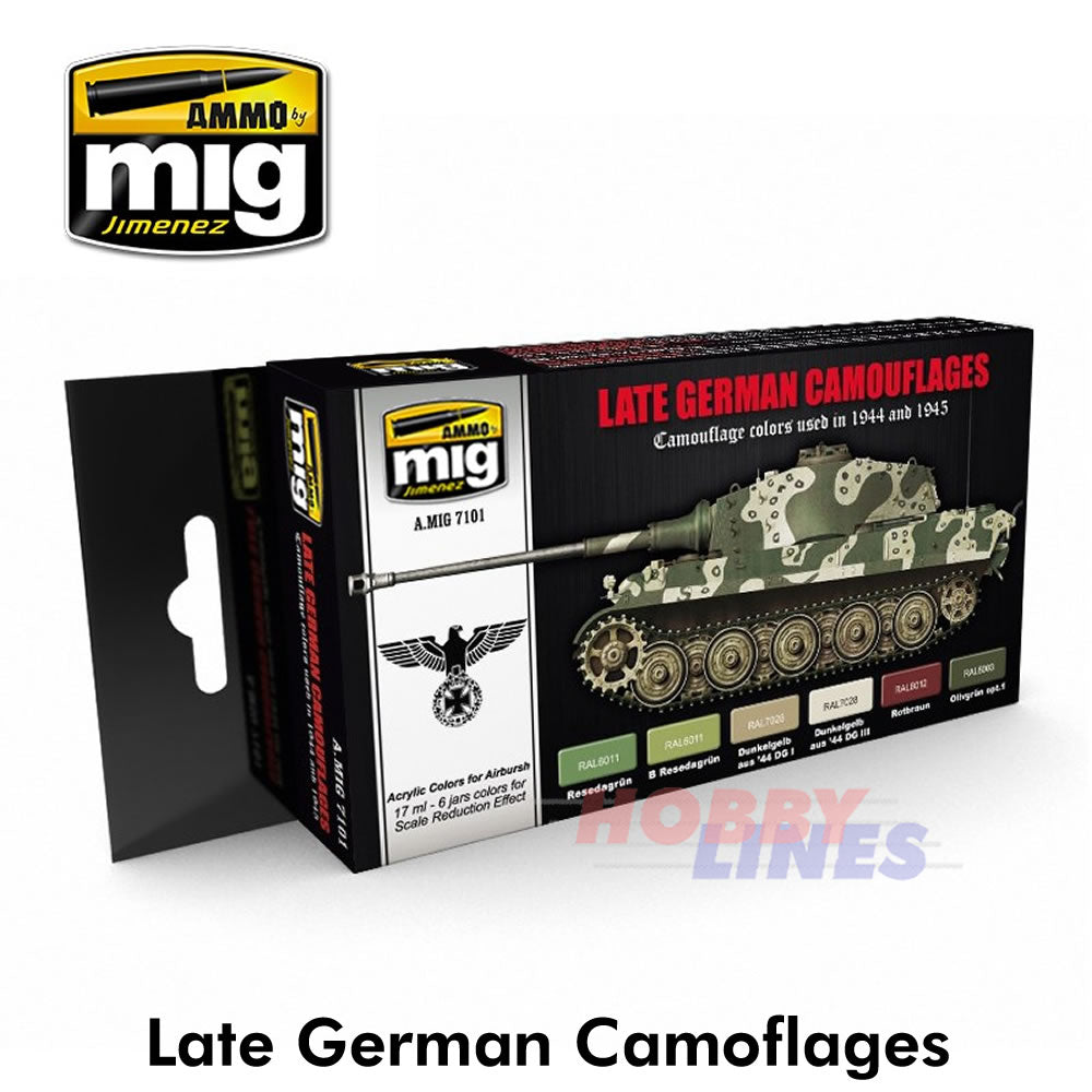 LATE WAR GERMAN COLOURS ACRYLIC Paint Set AMMO By Mig Jimenez  MIG7101