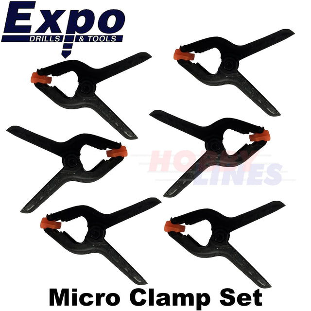 MICRO CLAMP SET 6 piece set 20mm Width 24mm depth capacity Expo Tools 71016