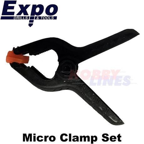 MICRO CLAMP SET 6 piece set 20mm Width 24mm depth capacity Expo Tools 71016
