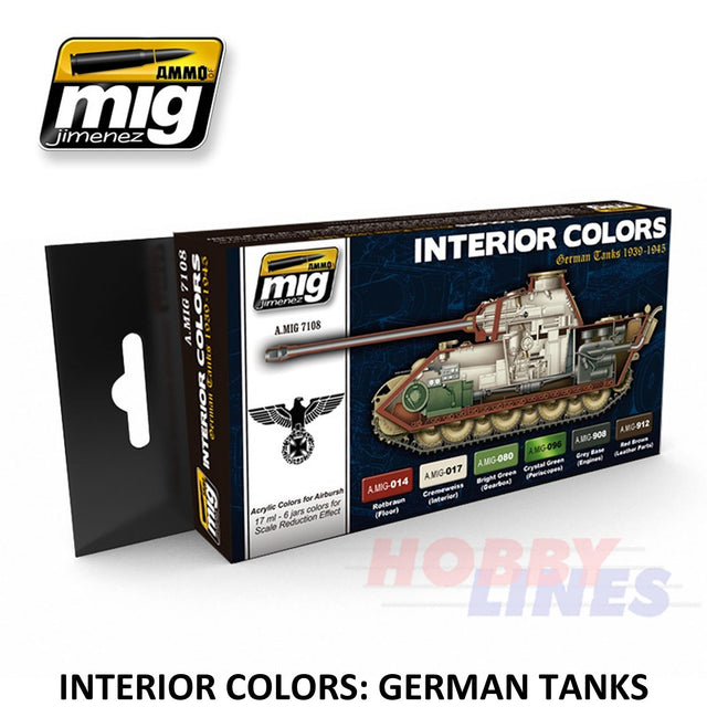 AMMO By Mig Jimenez  Mig7108 INTERIOR COLOURS GERMAN TANKS Acrylic Paint Set