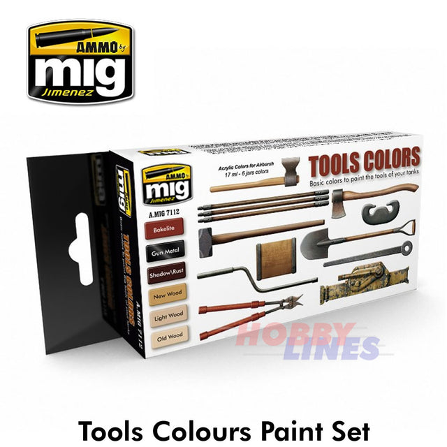 TOOL COLOURS PAINT Set Accurate colours for tools AMMO By Mig Jimenez Mig7112