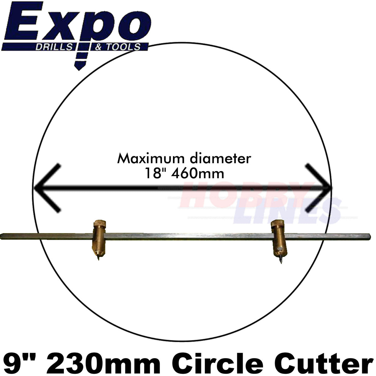 9" CIRCLE CUTTER Brass Steel Max dia 18"/460mm Card/Wood/Styrene adjustable EXPO