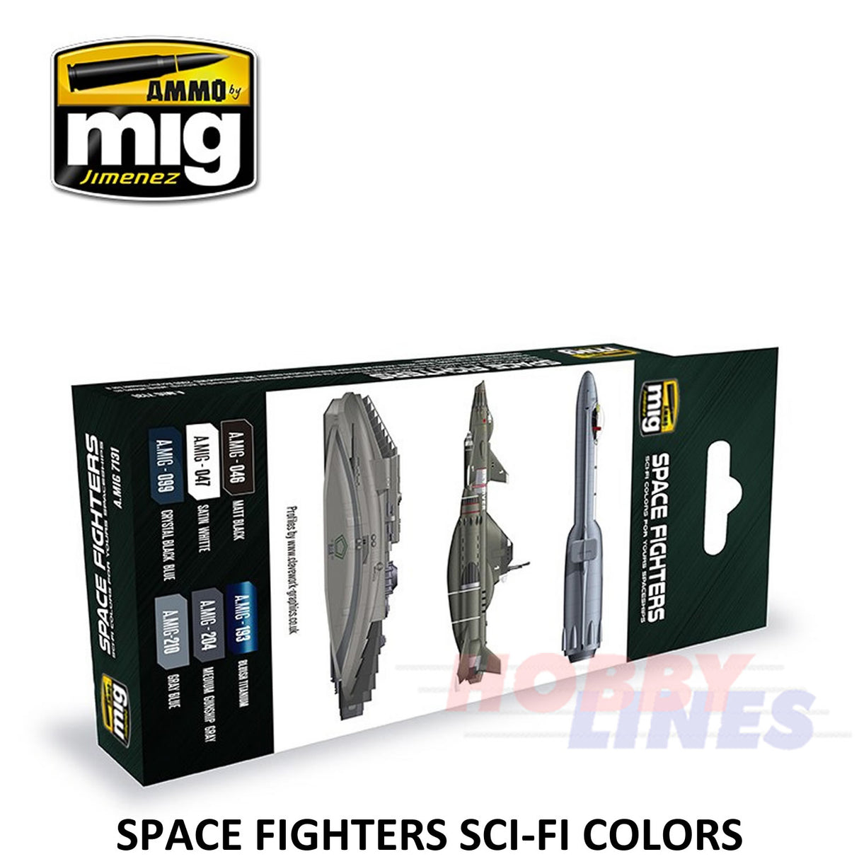 STAR FIGHTERS SCI-FI COLORS Set 6 jars 17mL Acrylic AMMO By Mig Jimenez Mig7131