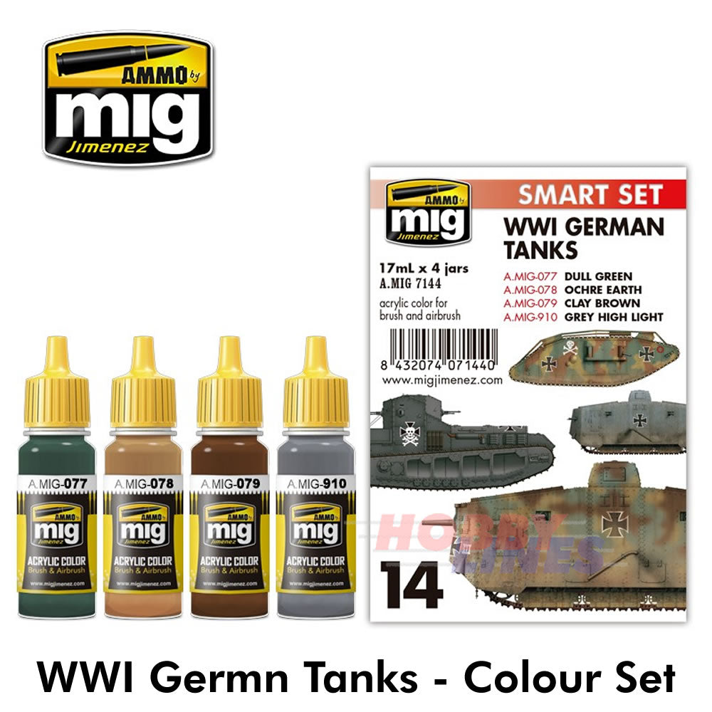 WWI GERMAN TANK PAINT SET Paint Modelling AMMO By Mig Jimenez Mig7144