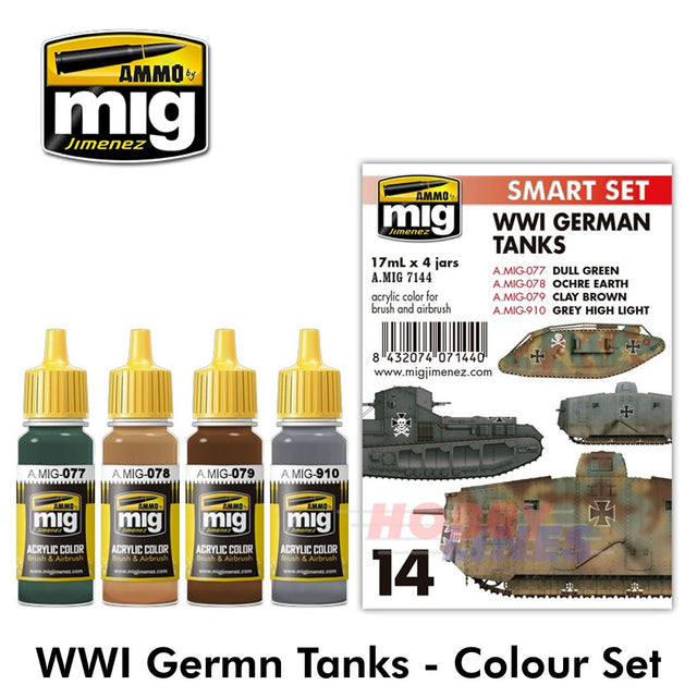 WWI GERMAN TANK PAINT SET Paint Modelling AMMO By Mig Jimenez Mig7144