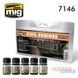 CIVIL ENGINES WEATHERING PAINT SET AMMO By Mig Jimenez Mig7146