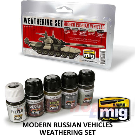 MODERN RUSSIAN VEHICLES WEATHERING 4 enamel 1 pigment AMMO Mig Jimenez Mig7147