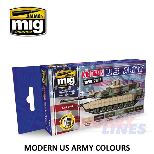 MODERN US ARMY ACRYLIC PAINT SET Paint Modelling AMMO By Mig Jimenez Mig7159