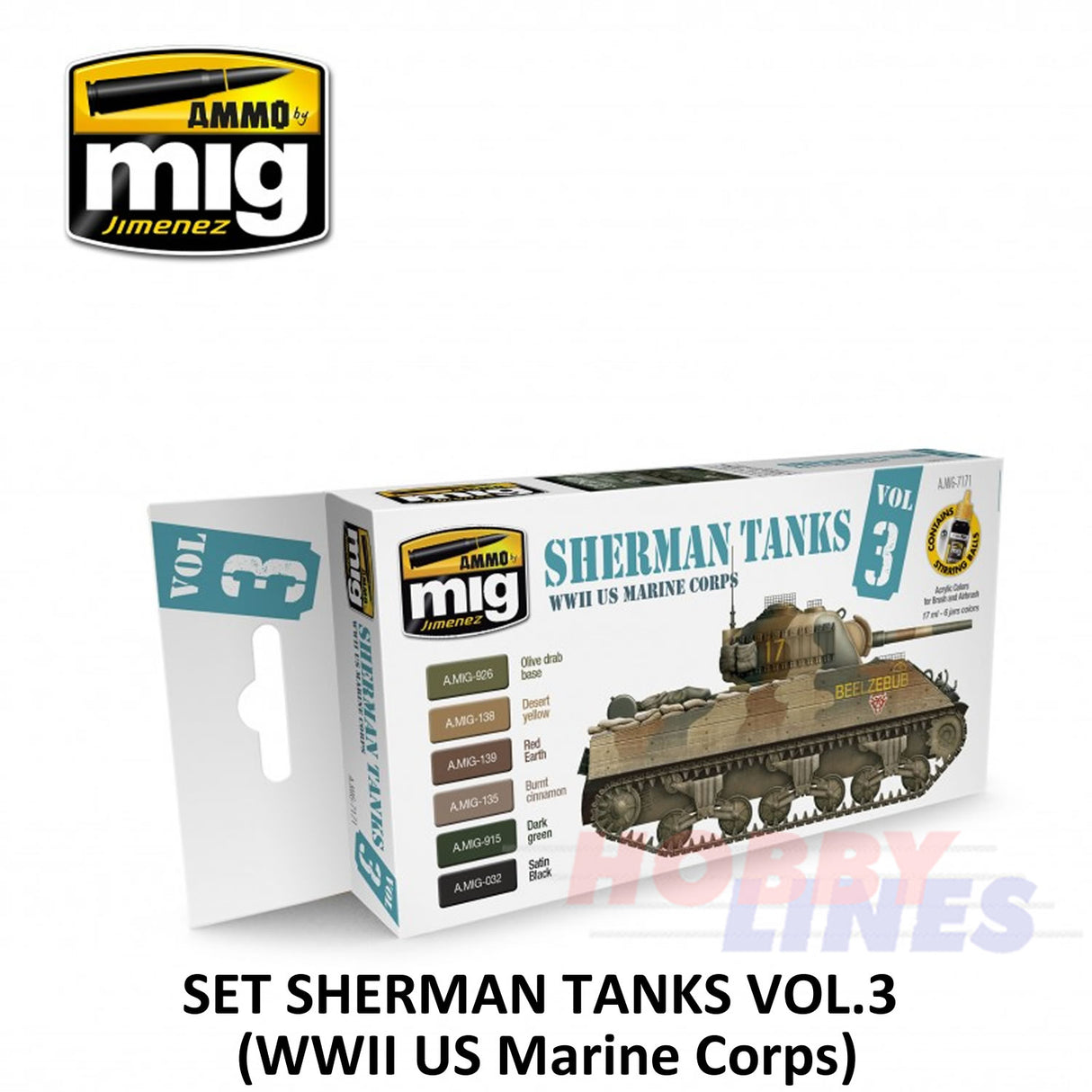 SHERMAN TANKS VOL 3 ACRYLIC PAINT SET Modelling AMMO By Mig Jimenez Mig7171