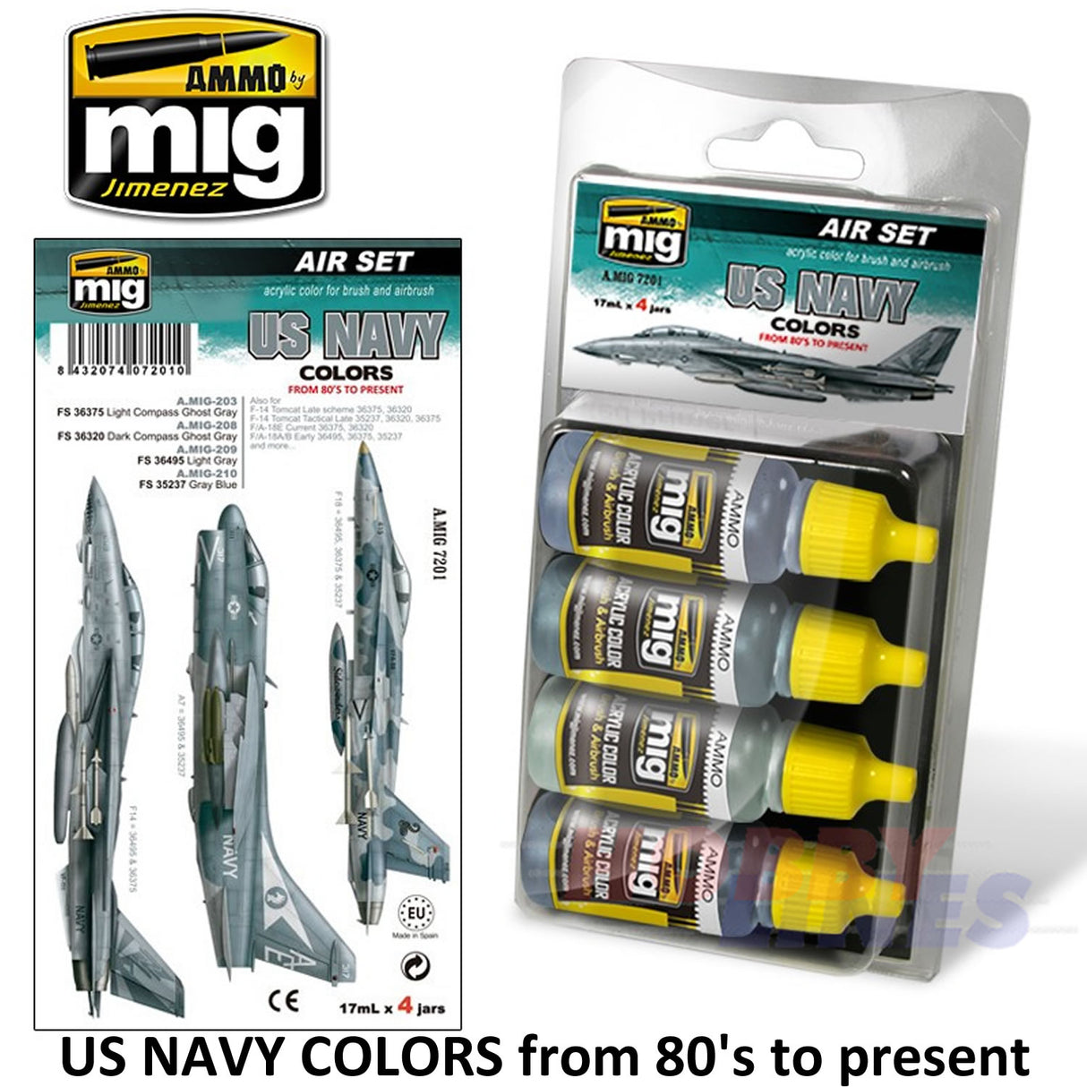 US NAVY COLORS from 80's to present 4 jar SET AMMO By Mig Jimenez Mig7201