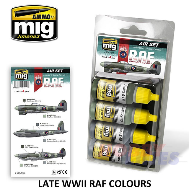 AMMO By Mig Jimenez MIG7214 LATE WWII RAF ACRYLIC PAINT SET Paint Modelling