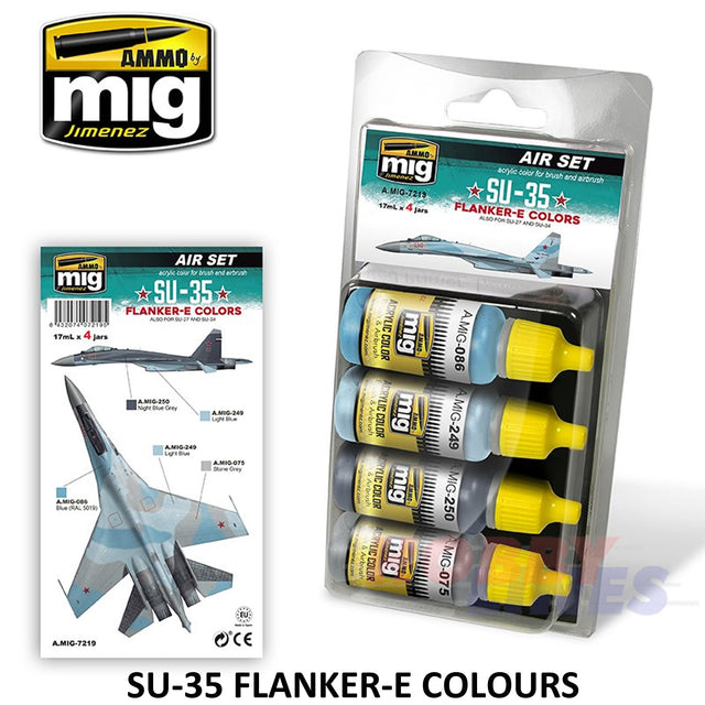 SU-35 FLANKER E COLOURS PAINT SET AMMO By Mig Jimenez Mig7219