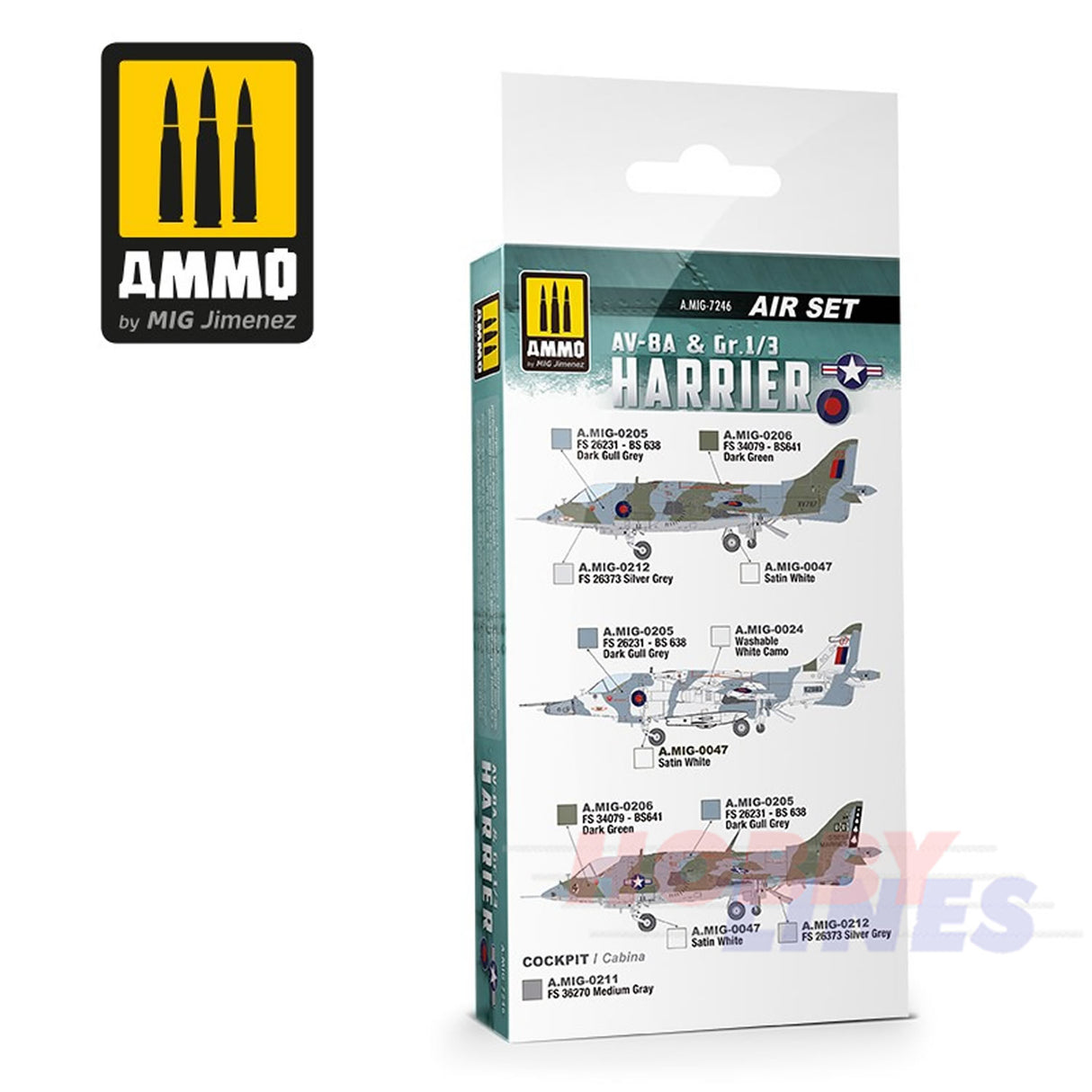 AV-8A US MARINES -Gr.1/3 HARRIER UK RAF 6 Jar Paint Set AMMO Mig Jimenez MIG7246
