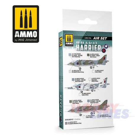 AV-8A US MARINES -Gr.1/3 HARRIER UK RAF 6 Jar Paint Set AMMO Mig Jimenez MIG7246